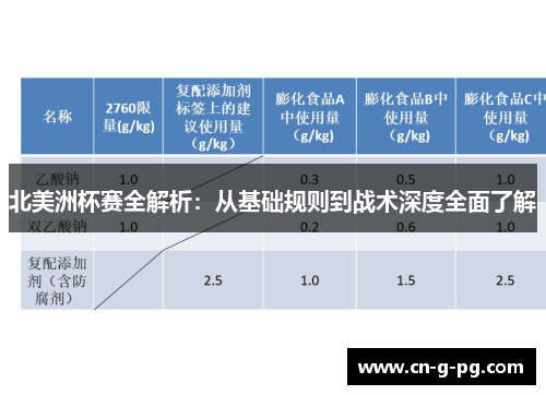 北美洲杯赛全解析：从基础规则到战术深度全面了解